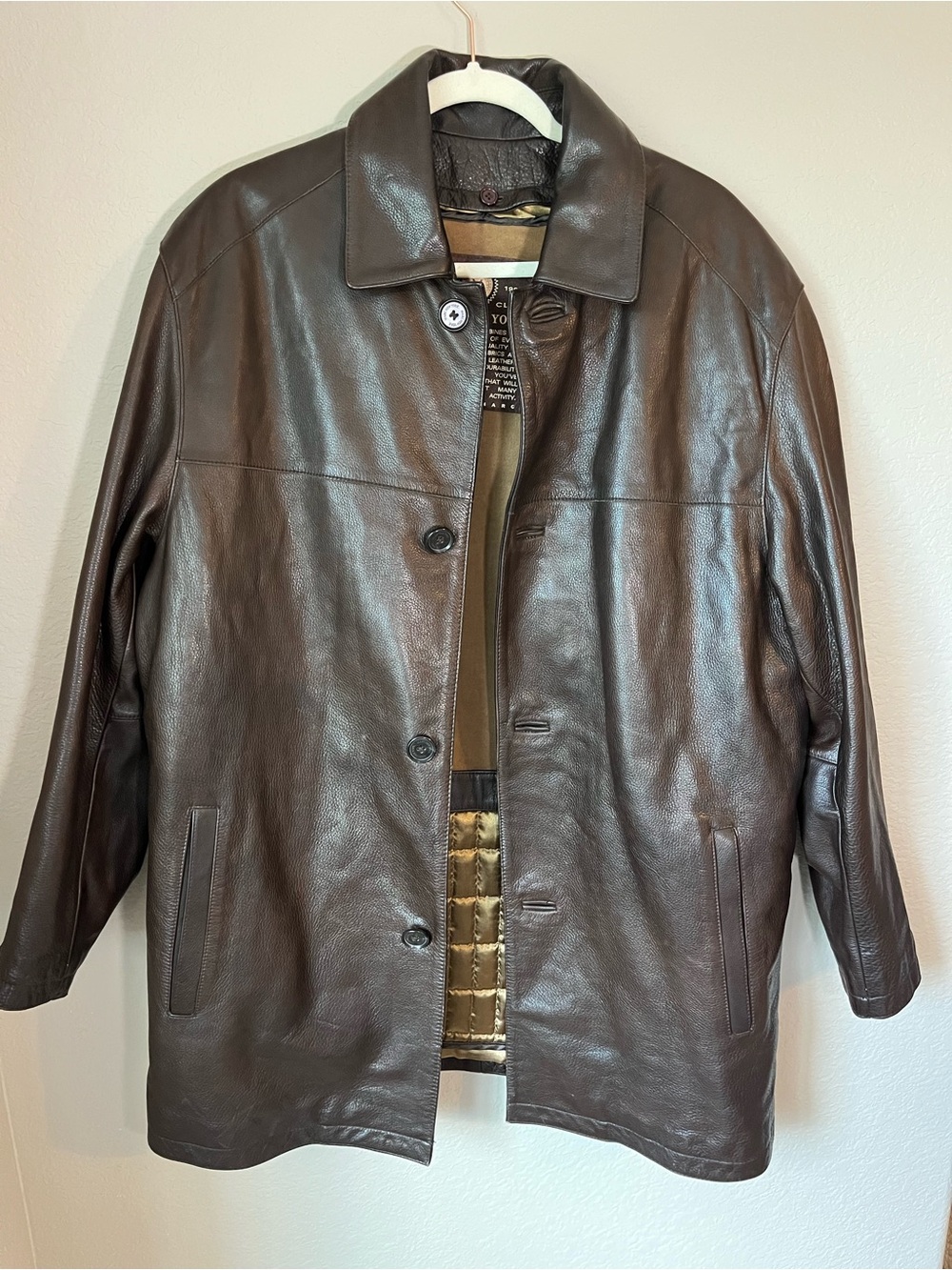 Marc New York Andrew Marc Men's Brown Leather Car Coat Full Zip Sz M - Pristine
